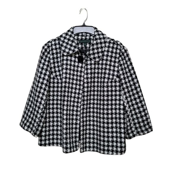 Harvé Bernard Black and White Metallic Tweed Jacket L - Picture 1 of 9